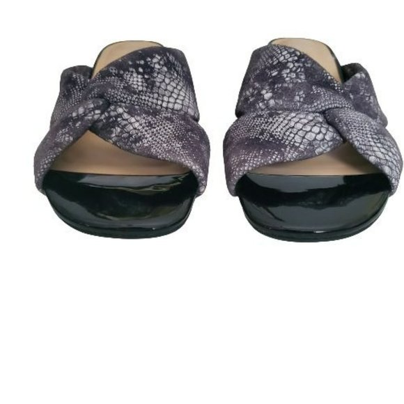Johnston & Murphy Georgie Black Snake-Print Kid Suede Block Heel Slide Size 7 - Picture 7 of 10